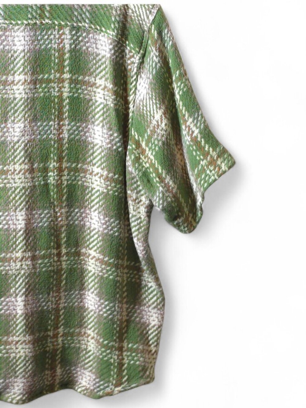 BDG Urban Outfitters Green Plaid Oversized Button Up Shirt Large Cotton Shacket - Picture 10 of 14